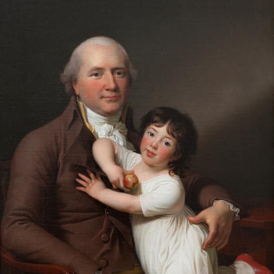 Jens Juel: Portræt af Peter Tutein med sin yngste søn, ca. 1800. Tilhører Nivaagaards Malerisamling
