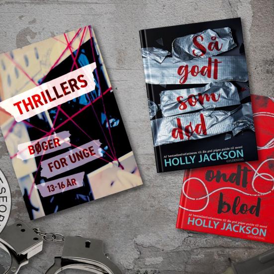 Billeder af thriller-bøger til unge