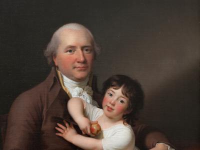 Jens Juel: Portræt af Peter Tutein med sin yngste søn, ca. 1800. Tilhører Nivaagaards Malerisamling