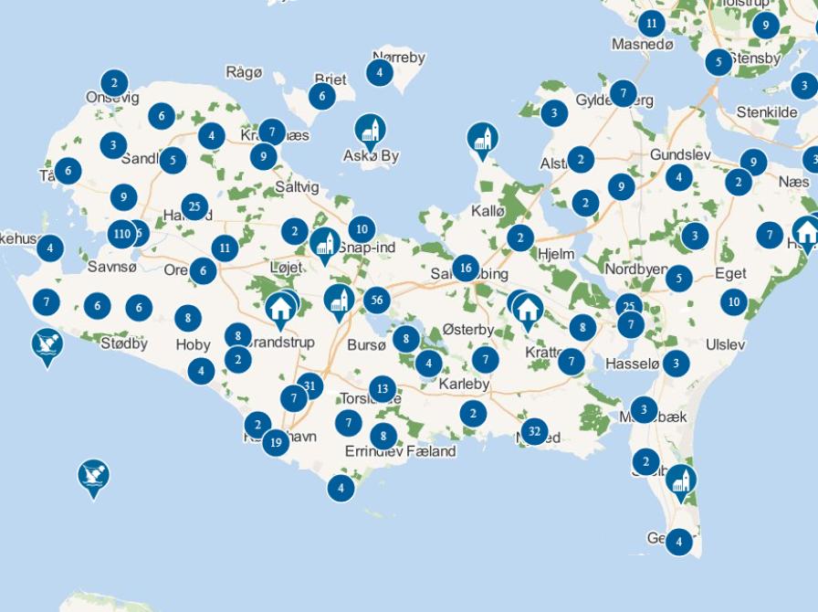 Kortudsnit fra Historisk Atlas over Lolland og Falster