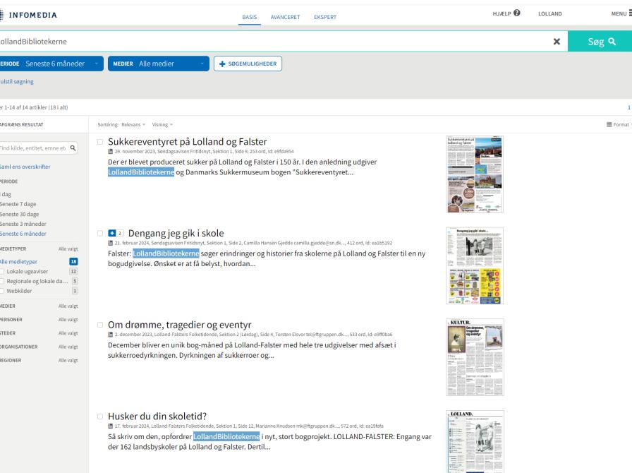 Søgeresultat i Infomedia