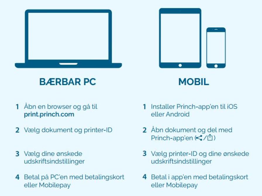 Vejledning i brug af Princh på bærbar pc eller mobil