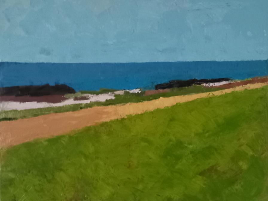 Maglehøj Strand - Oliemaleri af Helge Strufe