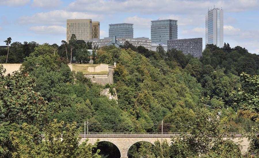 Kirchberg-bydelen i Luxembourg. Her ligger de fleste EU-institutioner i Luxembourg.
